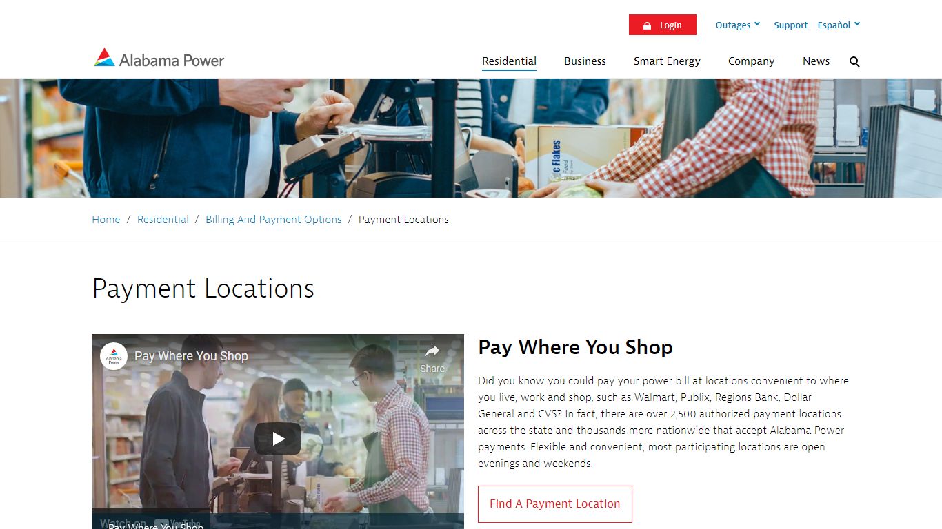Payment Locations | Places to Pay Electric Bill | Alabama Power